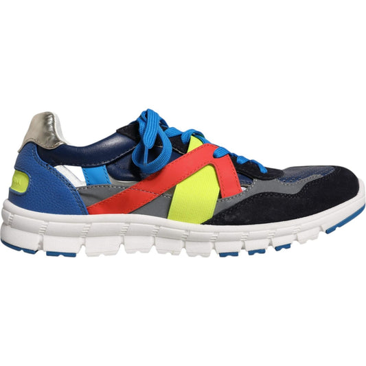 Dolce & Gabbana Multicolor Leather Suede Low Top Sneakers Shoes Dolce & Gabbana Dark Slate Gray
