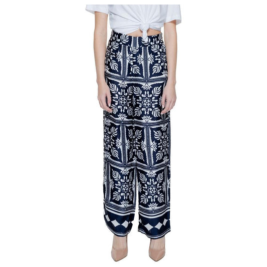 Street One blue viscose women's palazzo pants, spring/summer collection, 100% viscose, stylish design.