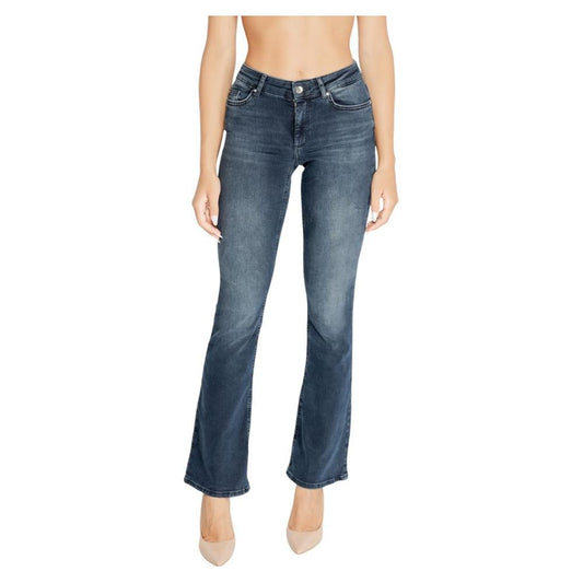 Women's blue cotton jeans for fall/winter, 92% cotton blend, stylish and comfortable fit.