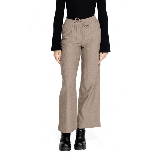 Jacqueline De Yong Brown Cotton Casual Pants