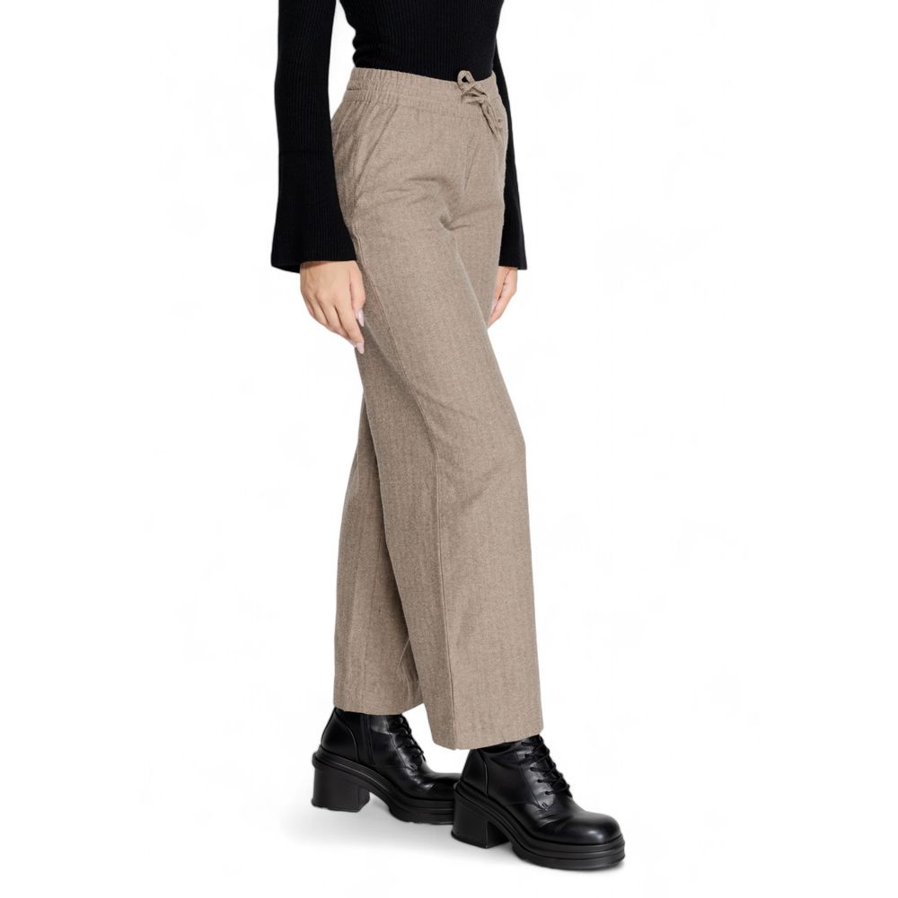 Jacqueline De Yong Brown Cotton Casual Pants