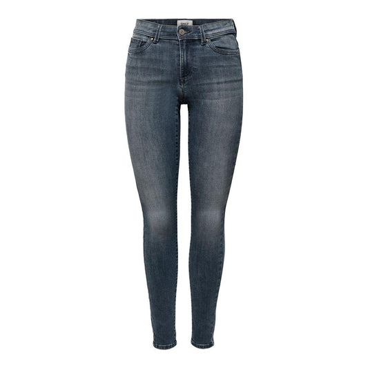 Women's Only blue skinny jeans, mid-rise, stretchy cotton blend for comfort and style, perfect with blouses or jackets
