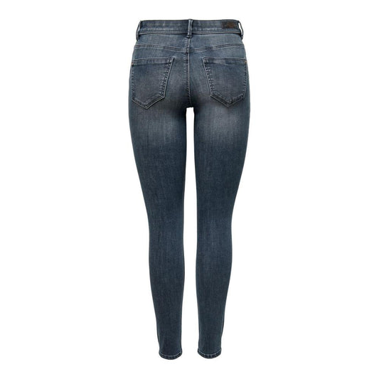 Only blue skinny jeans for women, back view, crafted from cotton blend for comfort and style