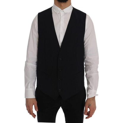 Dolce & Gabbana Black STAFF Wool Striped Vest