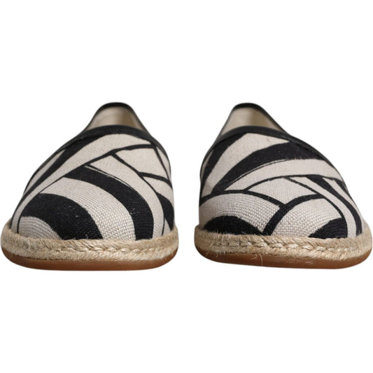 Dolce & Gabbana Black White Stripes Slip On Espadrille Shoes Dolce & Gabbana Dark Gray