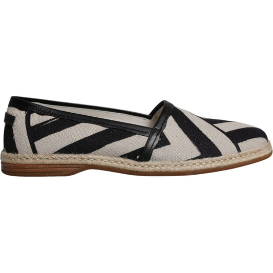 Dolce & Gabbana Black White Stripes Slip On Espadrille Shoes Dolce & Gabbana Dark Slate Gray
