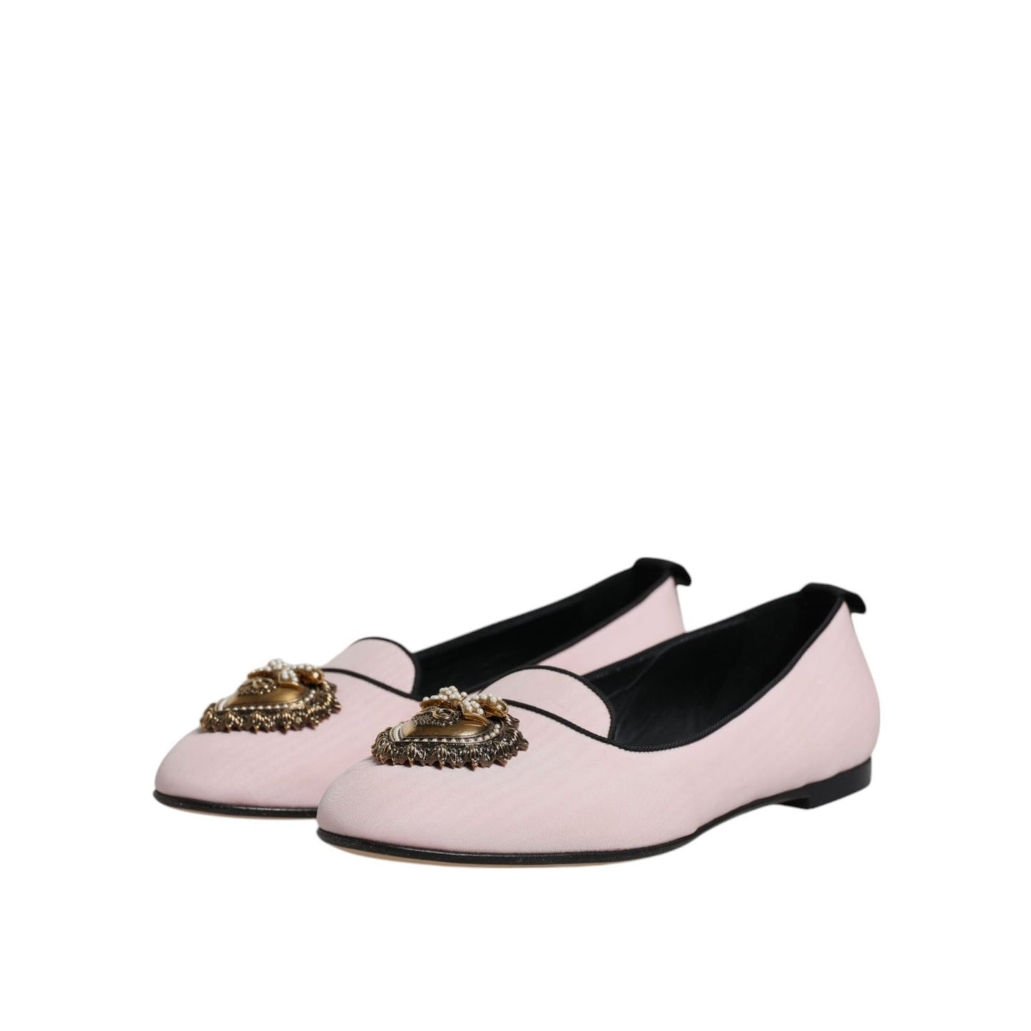 Dolce & Gabbana Light Pink Velvet Slip On Loafers Flats Shoes