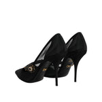 Dolce & Gabbana Black Mesh Mary Jane Crystal Heel Pump Shoes