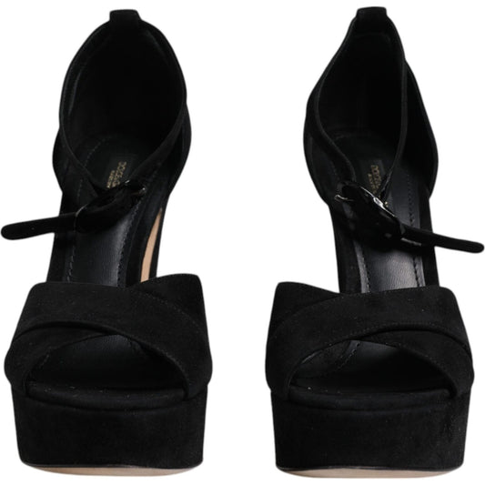 Dolce & Gabbana Black Leather Platform Heels Sandals Shoes Dolce & Gabbana Black