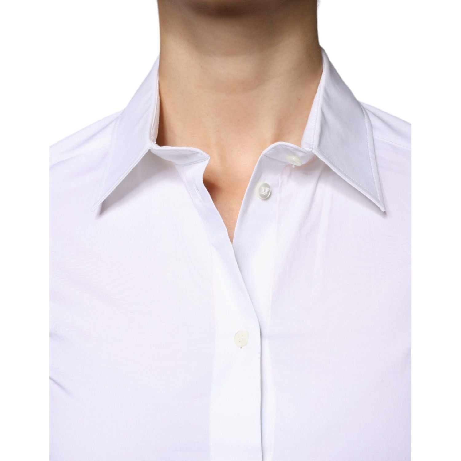 Dolce & Gabbana White Cotton Collared Long Sleeves Shirt Top