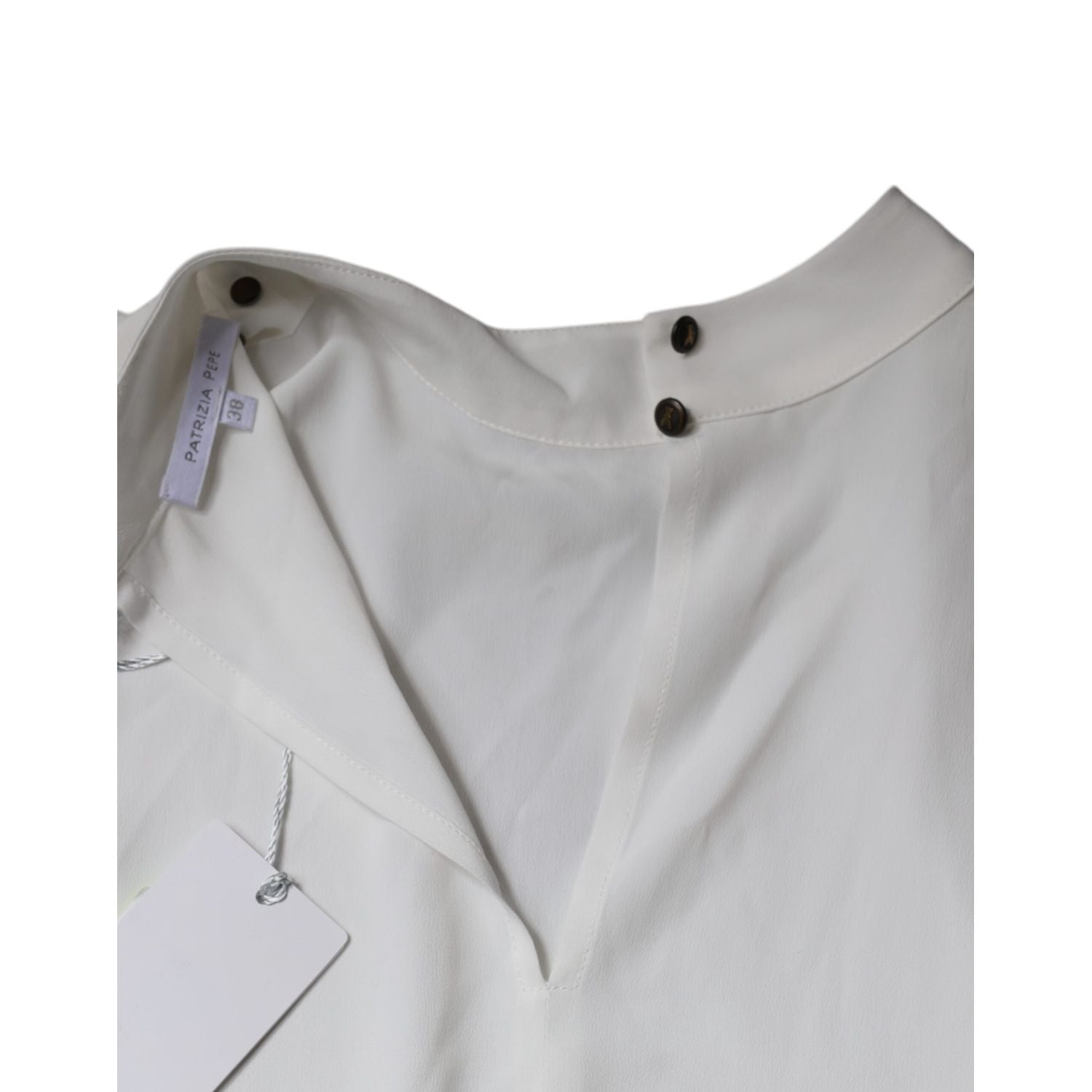 Patrizia Pepe White Mock Neckline Sleeveless Tank Blouse Top