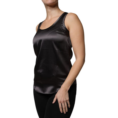 Brunello Cucinelli Black Silk Blend Sleeveless Tank Top