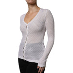 Dolce & Gabbana White Silk Button Down Cardigan Sweater TSH86796-36