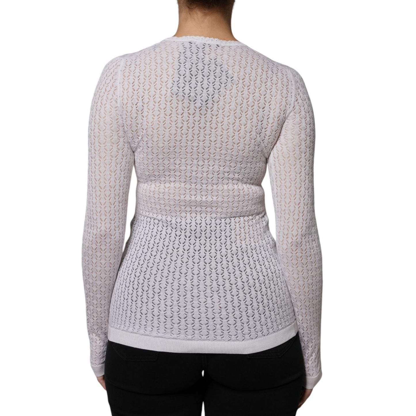 Dolce & Gabbana White Silk Button Down Cardigan Sweater TSH86796-38