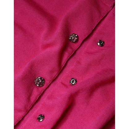 Dolce & Gabbana Pink Wool Button Down Cardigan Sweater