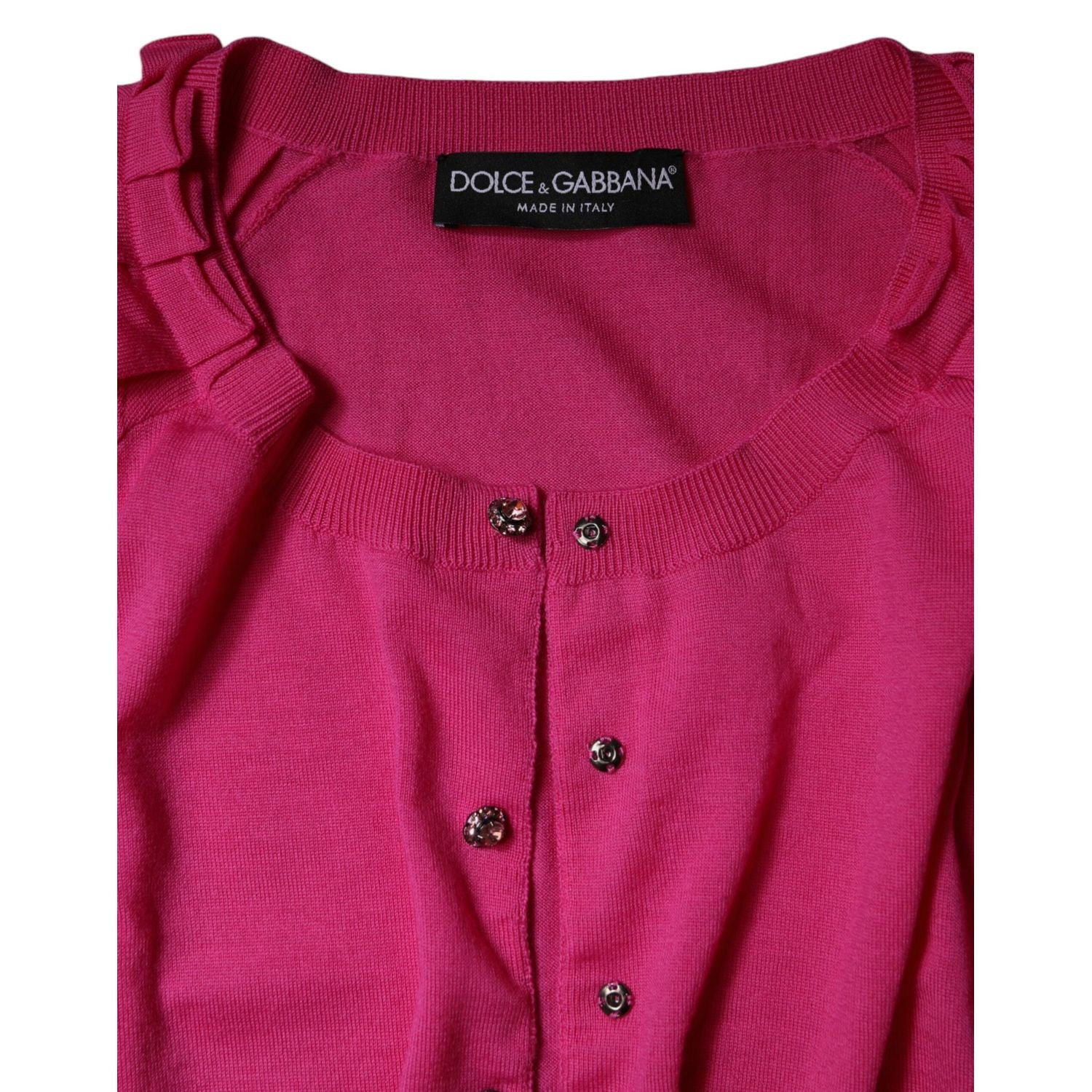 Dolce & Gabbana Pink Wool Button Down Cardigan Sweater