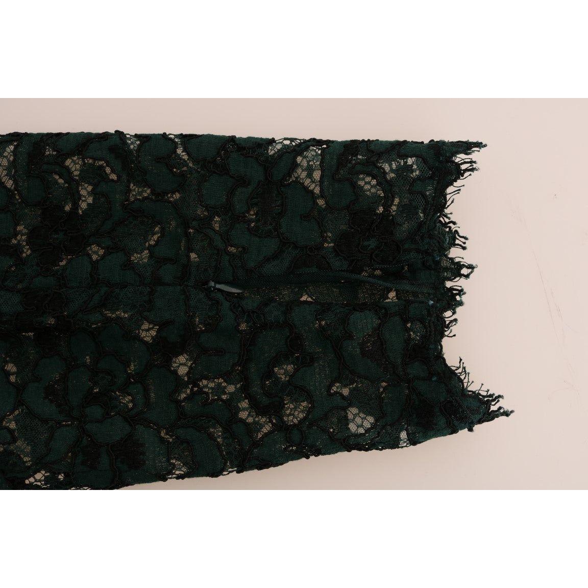 高腰花卉蕾丝修身长裤