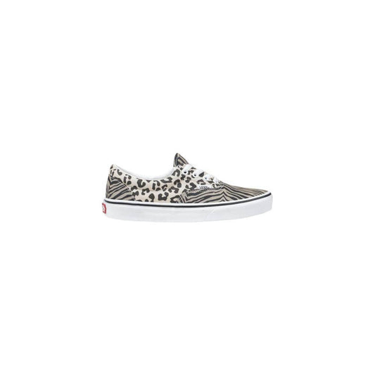Vans beige leopard print fabric sneaker with durable rubber sole for women, ideal for casual and everyday wear, offering comfort and style.