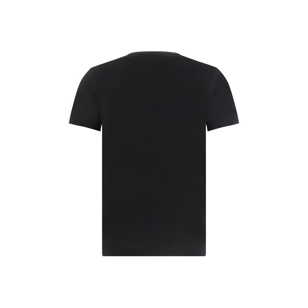 Dolce & Gabbana Black Cotton T-Shirt with ribbed crew neck and D&G monogram metal plaque on the back, oversized fit, made in Italy.