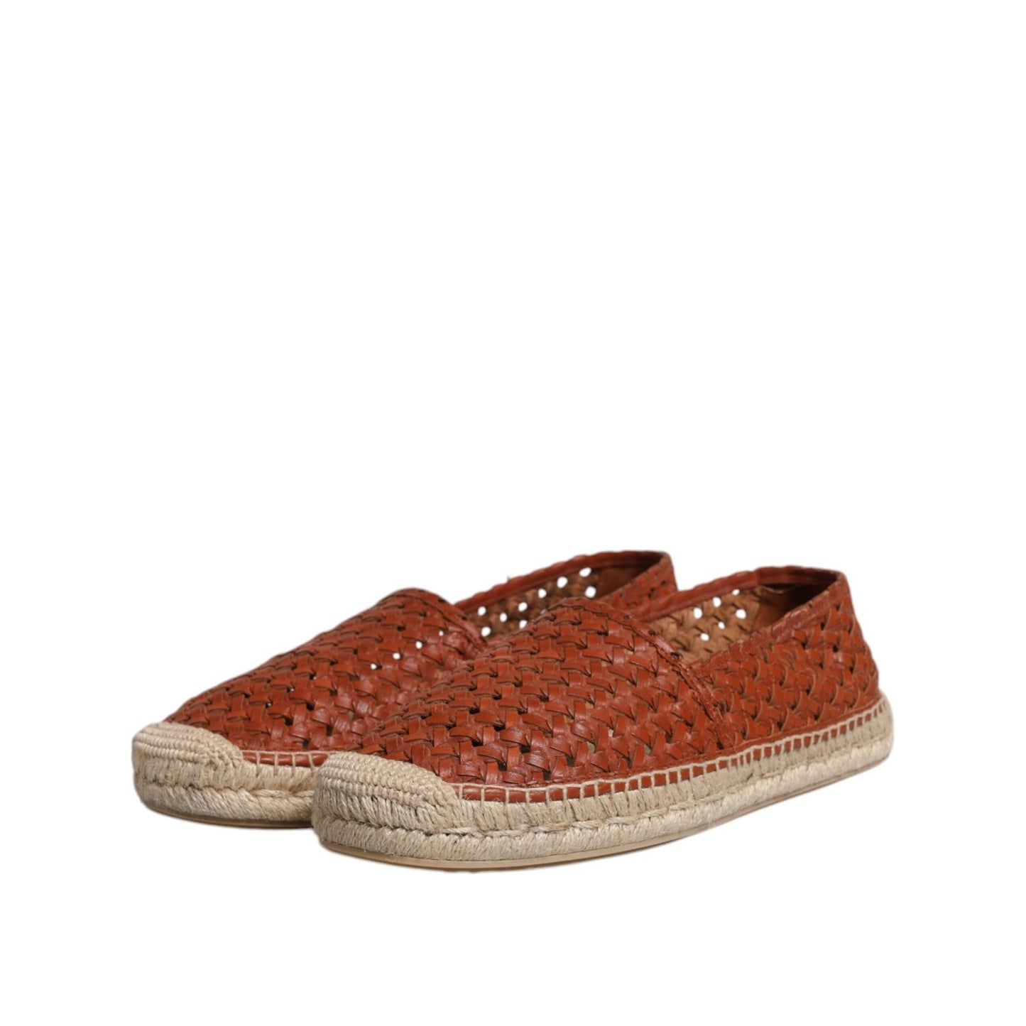 Dolce & Gabbana Maroon Woven Leather Men Espadrille Shoes