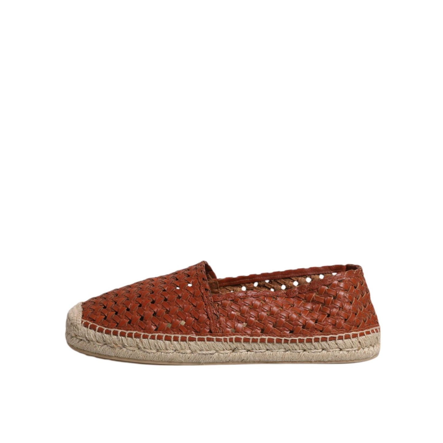 Dolce & Gabbana Maroon Woven Leather Men Espadrille Shoes