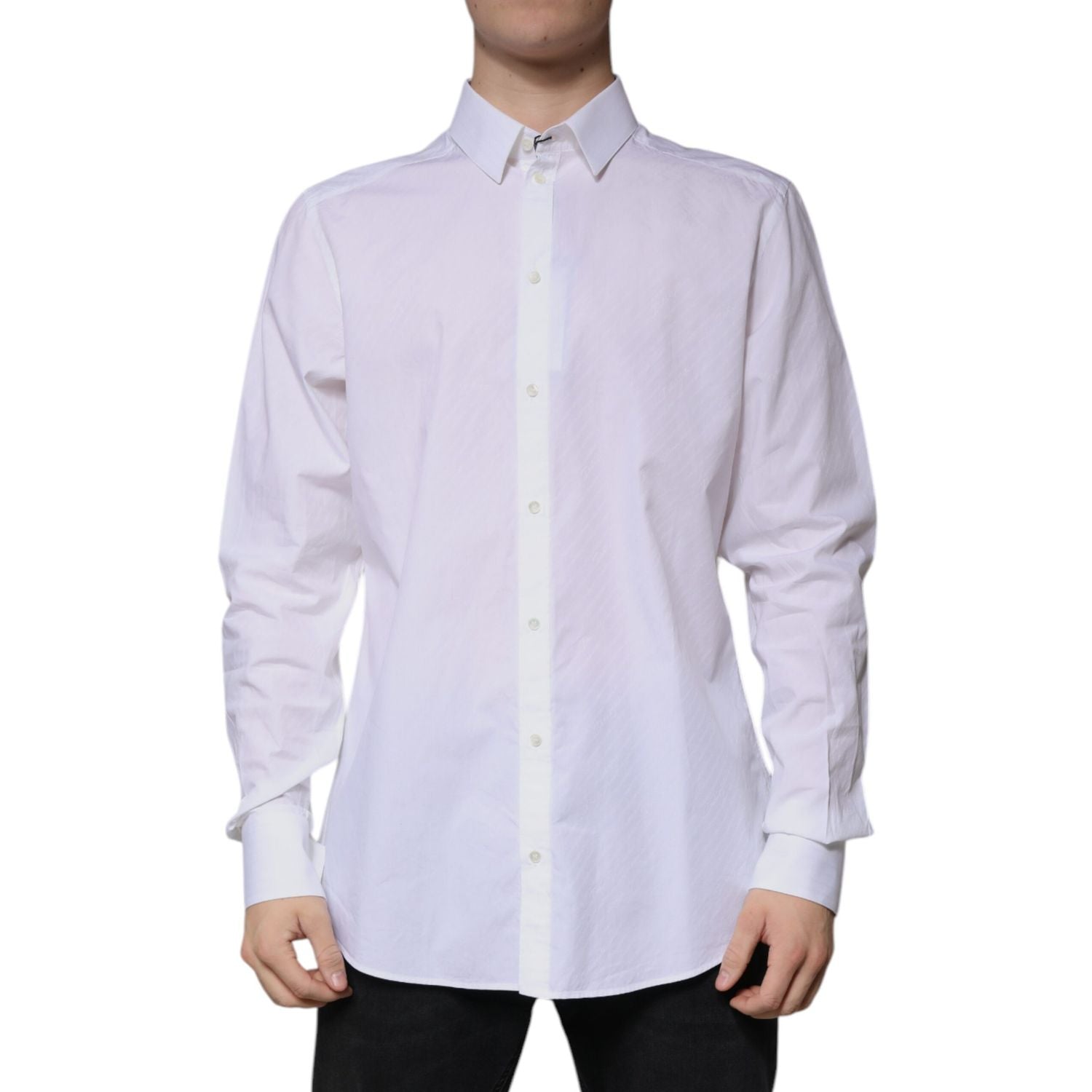 Dolce & Gabbana White Cotton Long Sleeve MARTINI Dress Shirt