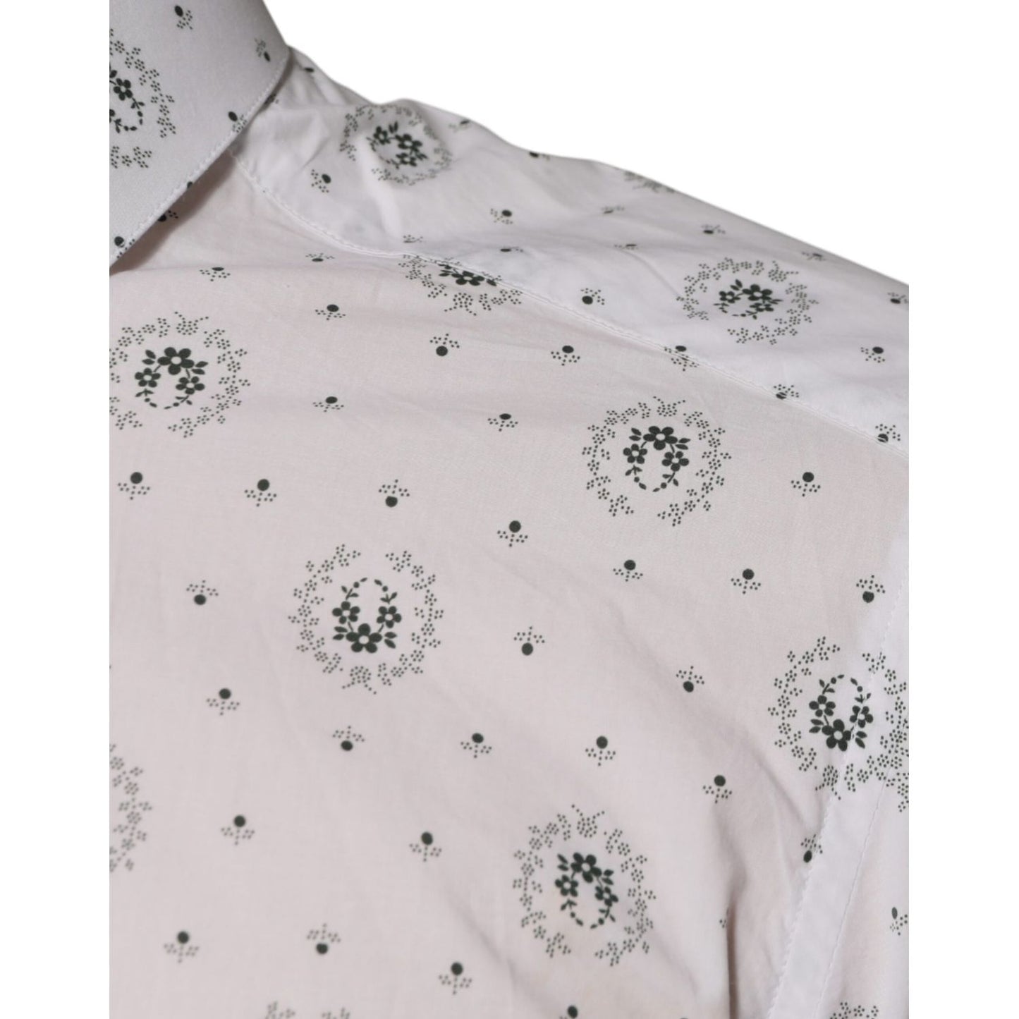 Dolce & Gabbana White Printed Cotton Slim Fit Men Dress Shirt