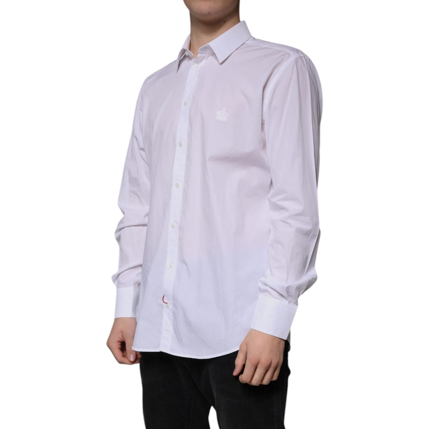 Dolce & Gabbana White Cotton Slim Fit MARTINI Dress Shirt