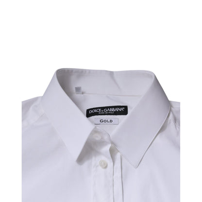 Dolce & Gabbana White Cotton Long Sleeve GOLD Dress Shirt