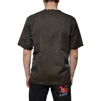 Dolce & Gabbana Brown Graphic Print Cotton Round Neck T-shirt