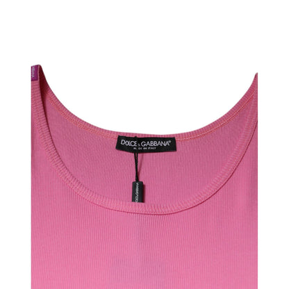 Dolce & Gabbana Pink Cotton Round Neck Sleeveless T-shirt