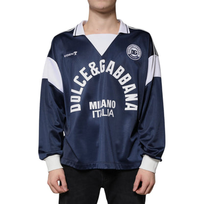 Dolce & Gabbana Blue White Milano Long Sleeve Jersey T-shirt