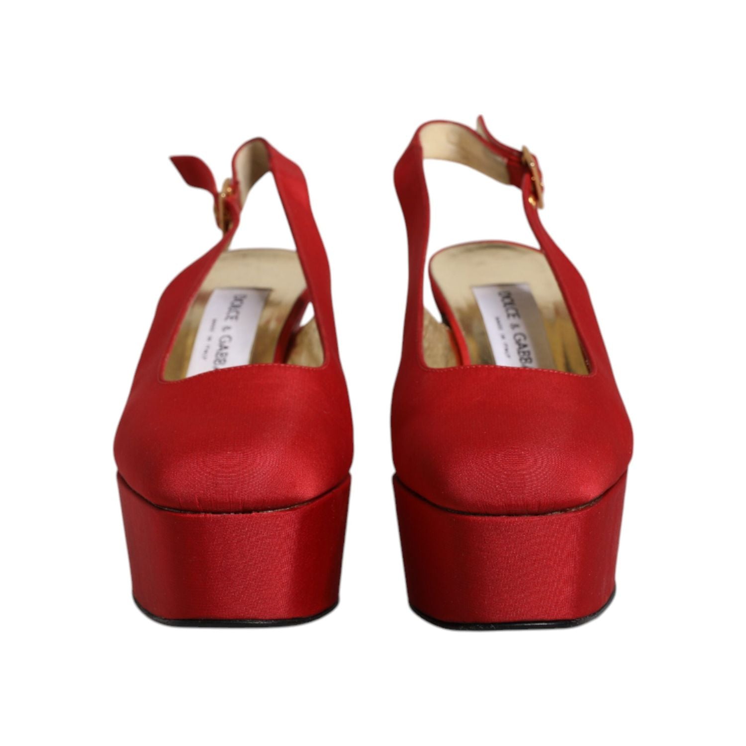 Dolce & Gabbana Red Platform Slingback Heels Sandals Shoes