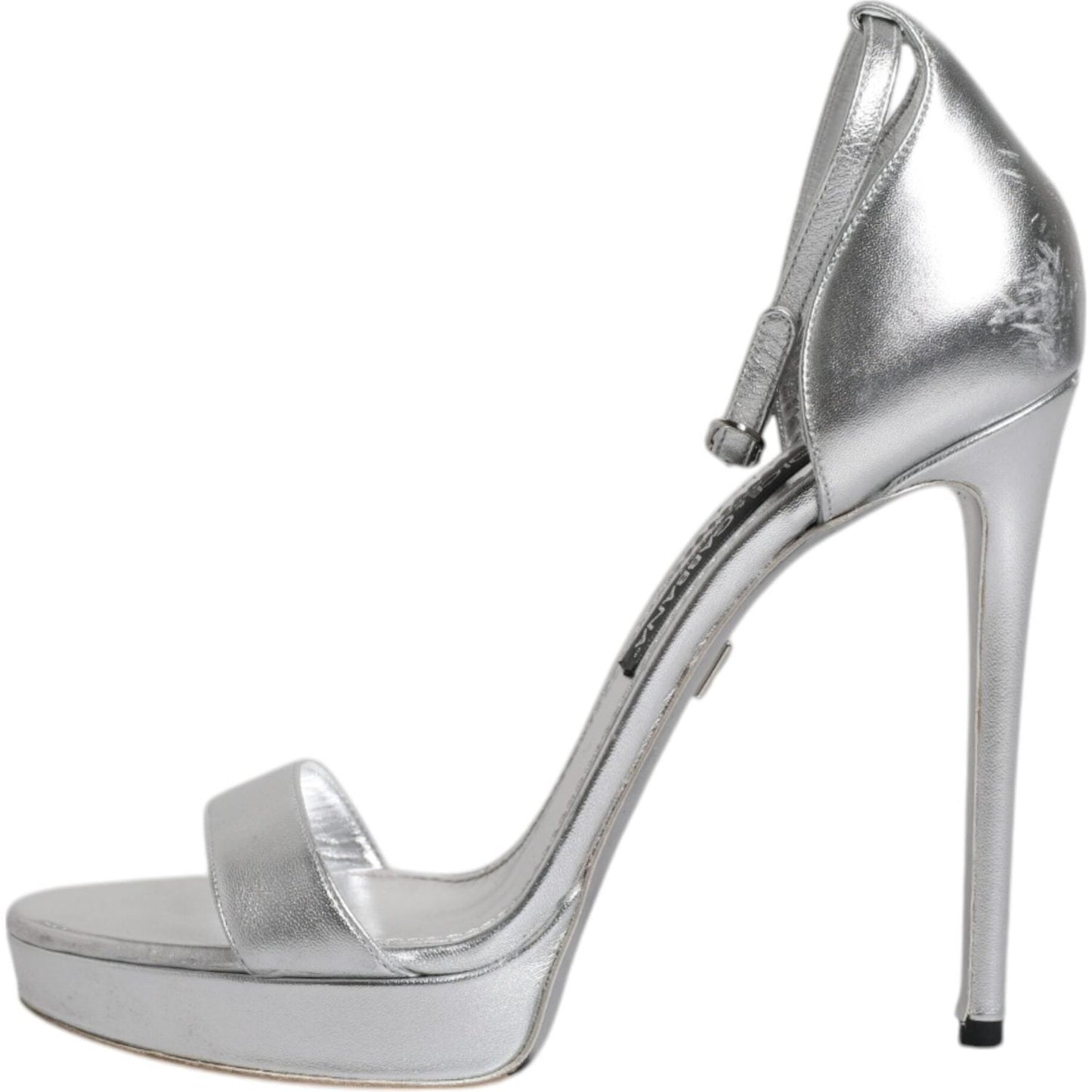 Dolce & Gabbana Silver Leather Platform Keira Sandals Shoes LA12077-40