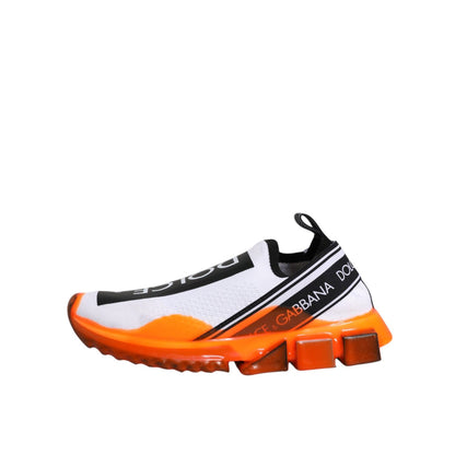 Dolce & Gabbana White Orange Slip On Sorrento Sneakers Shoes