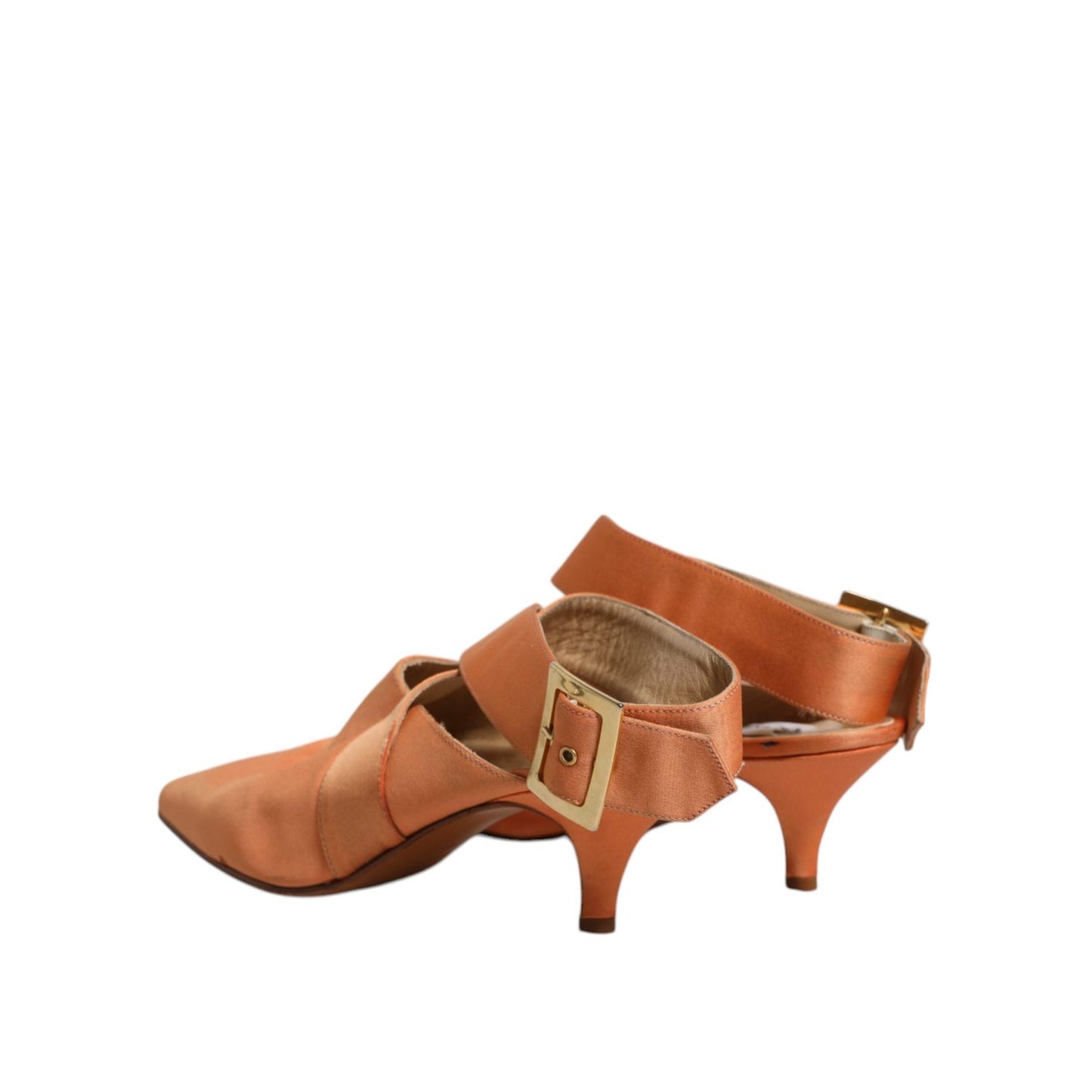 Dolce & Gabbana Orange Kitten Heels Slingback Sandals Shoes