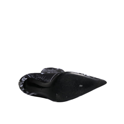 Dolce & Gabbana Black Logo Stretch Heels High Boots Shoes