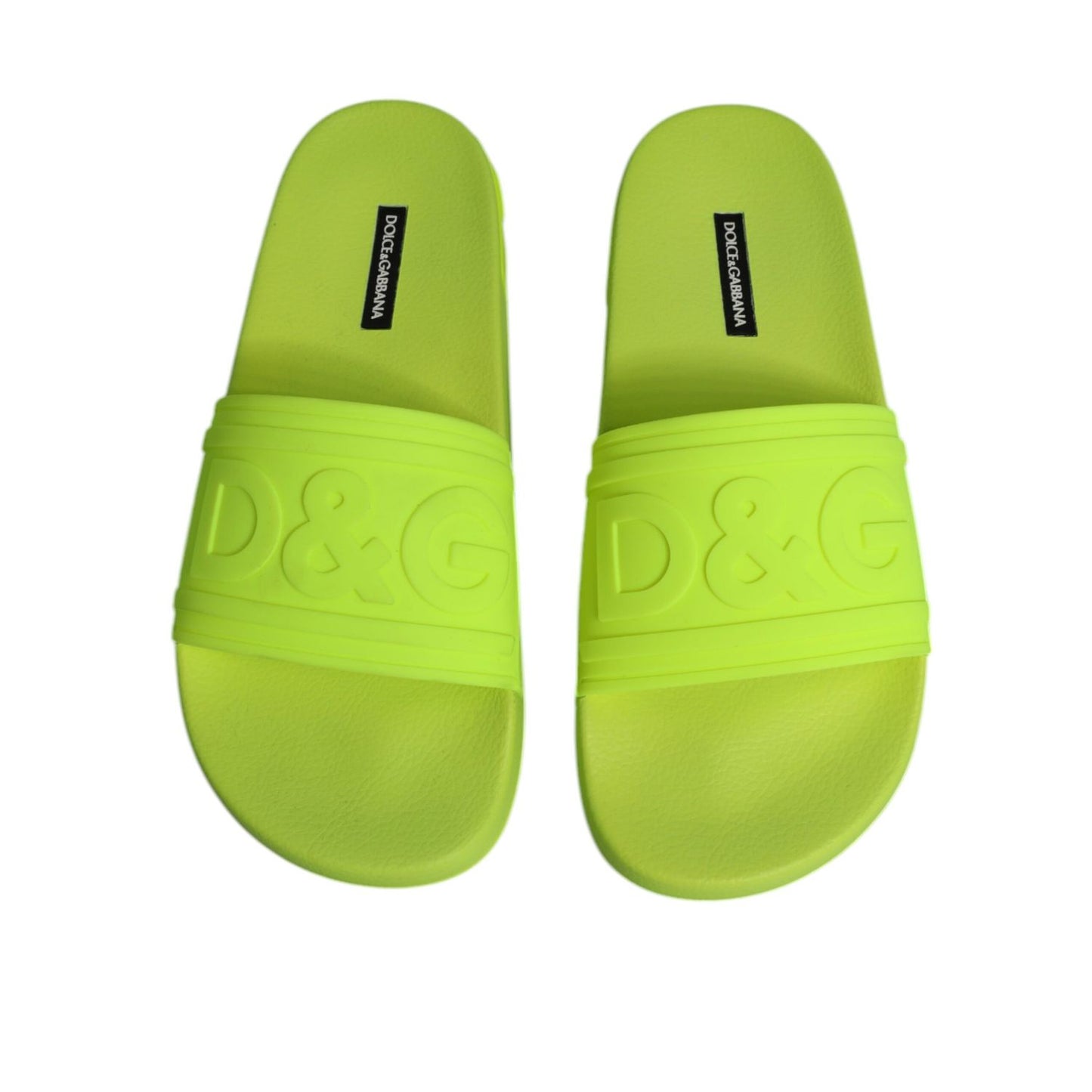 Dolce & Gabbana Green Rubber Slides Sandals Beachwear Shoes