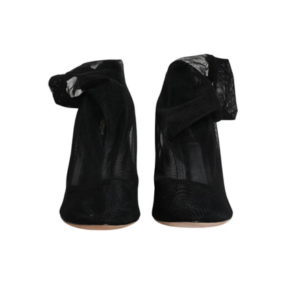 Dolce & Gabbana Black Nylon Mesh Sock Style Boots Shoes
