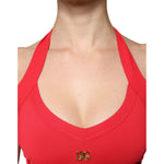 Dolce & Gabbana Red Viscose Sleeveless Halter Cropped Tank Top TSH86842-38