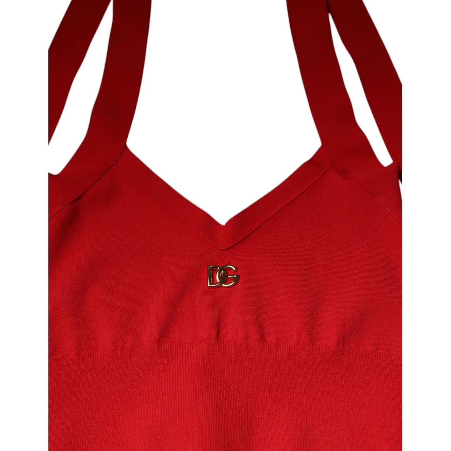 Dolce & Gabbana Red Viscose Sleeveless Halter Cropped Tank Top TSH86842-38