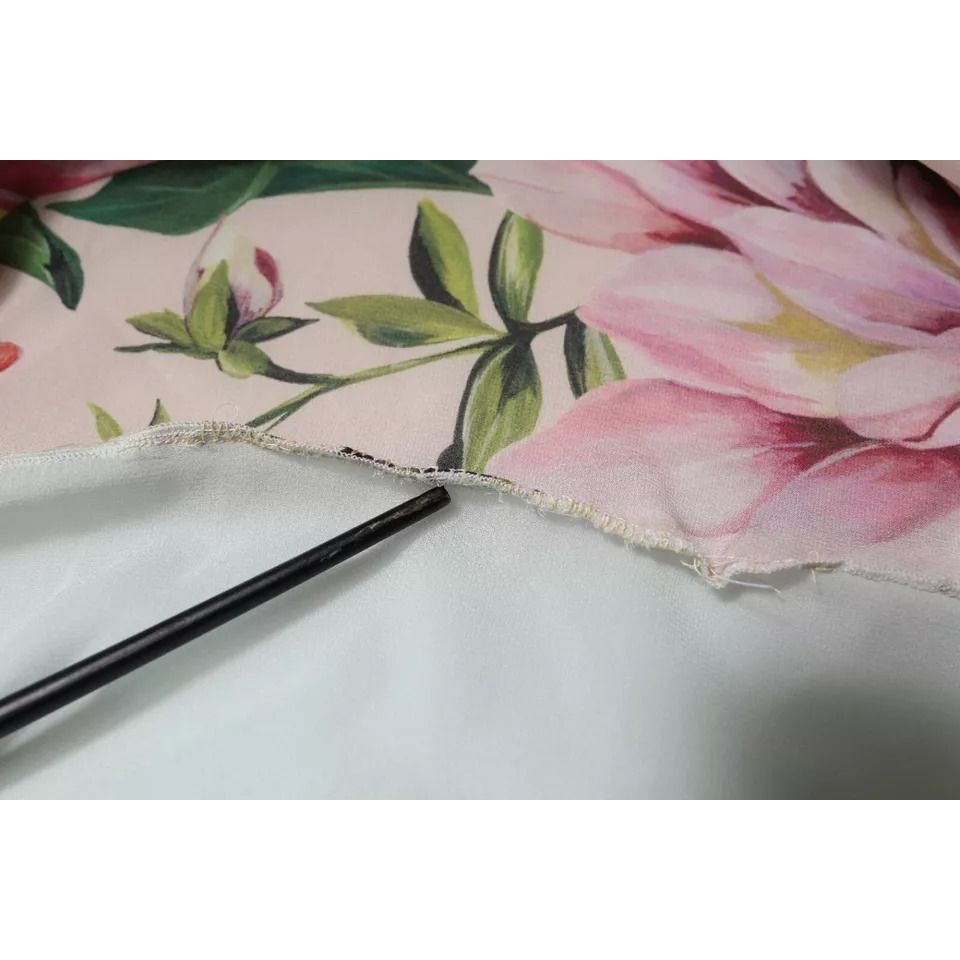 Dolce & Gabbana Multicolor Floral Patchwork Ascot Collar Top