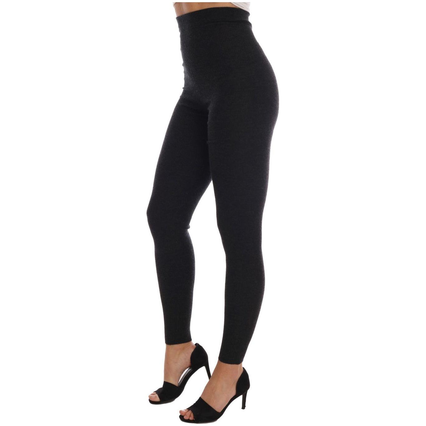 بنطلون كشمير رمادي أنيق بخصر مرتفع من دولتشي آند غابانا