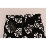 Dolce & Gabbana Slim Fit Leaf Print Ankle Pants Dolce & Gabbana Black