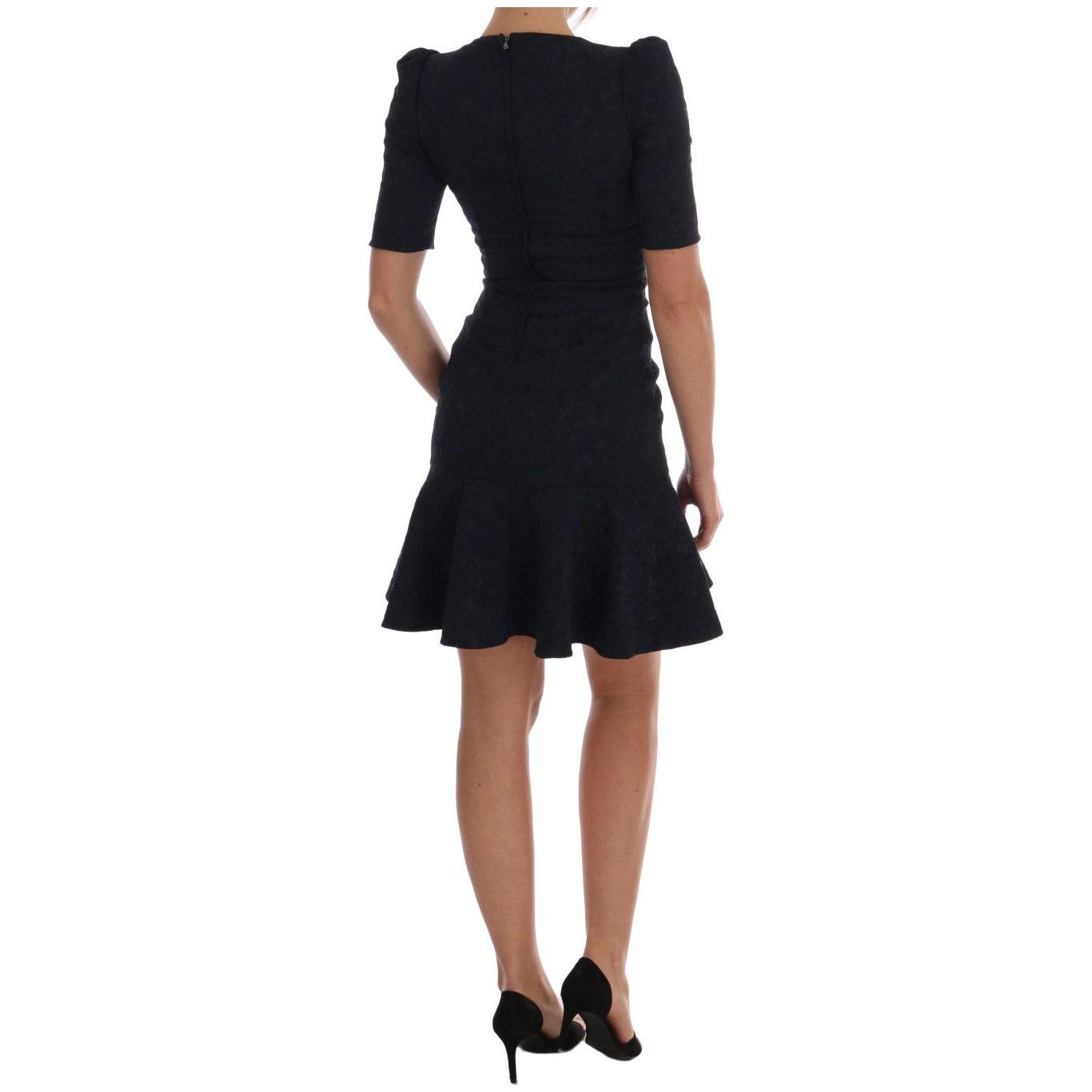 Dolce & Gabbana Black Blue Flare Mini Dress Dresses