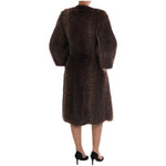Dolce & Gabbana Elegant Brown Raccoon Fur Knee-Length Coat Coats & Jackets Dolce & Gabbana Black