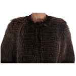 Dolce & Gabbana Elegant Brown Raccoon Fur Knee-Length Coat Coats & Jackets Dolce & Gabbana Black