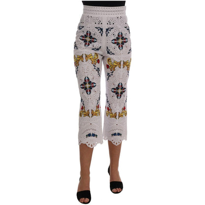 Dolce & Gabbana Mulicolor Majolica Cutout Capri Pants