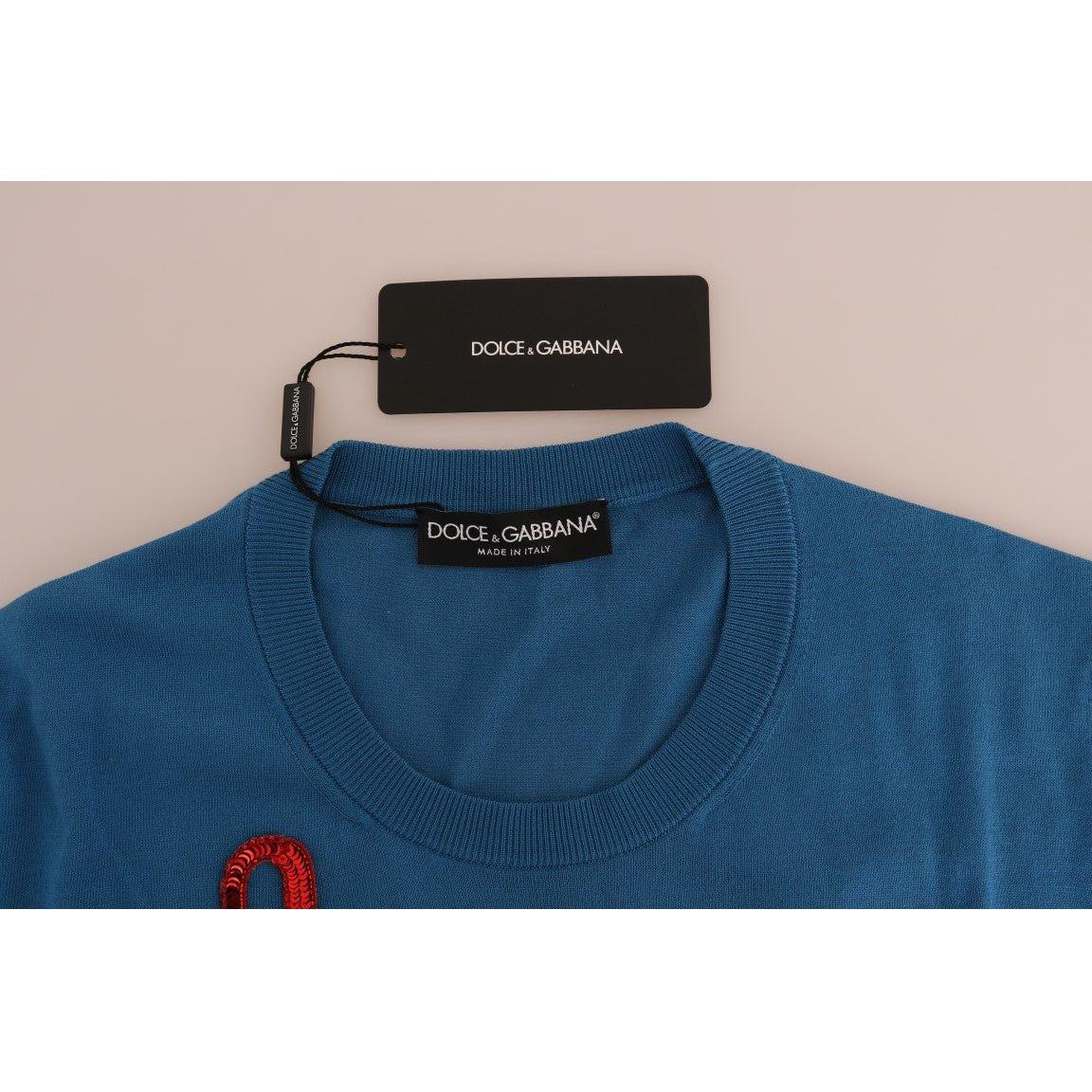Dolce & Gabbana Blue Silk Love is Pullover Sweater TSH1749-1