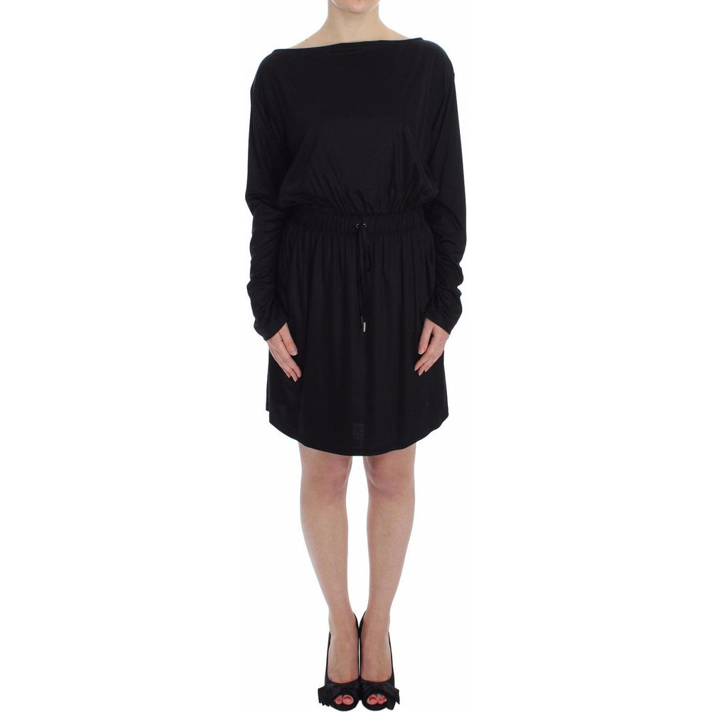 Versace Jeans Black Modal Silk Shift Knee Dress SIG18133-2